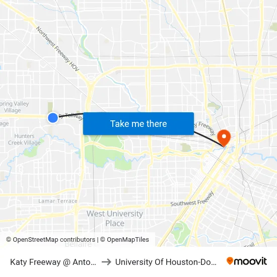 Katy Freeway @ Antoine Dr to University Of Houston-Downtown map