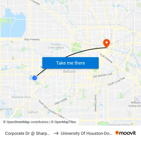 Corporate Dr @ Sharpcrest St to University Of Houston-Downtown map