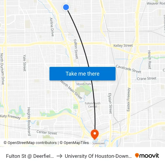 Fulton St @ Deerfield St to University Of Houston-Downtown map