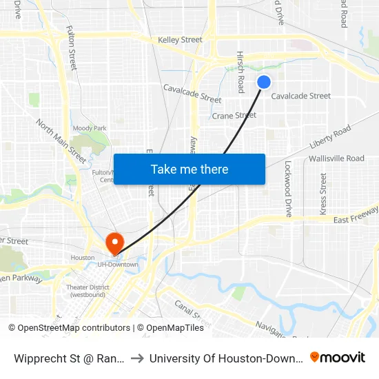 Wipprecht St @ Rand St to University Of Houston-Downtown map