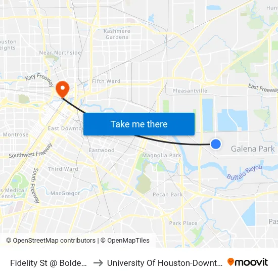Fidelity St @ Bolden St to University Of Houston-Downtown map