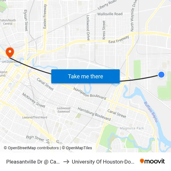 Pleasantville Dr @ Cargill St to University Of Houston-Downtown map
