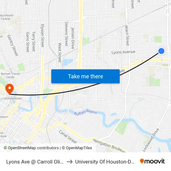Lyons Ave @ Carroll Oliver Way to University Of Houston-Downtown map