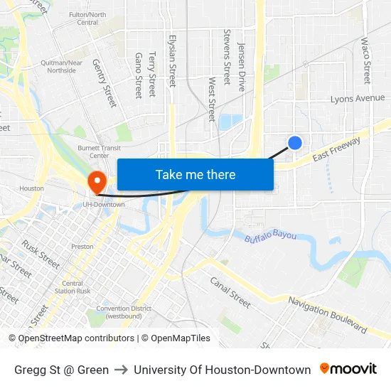 Gregg St @ Green to University Of Houston-Downtown map