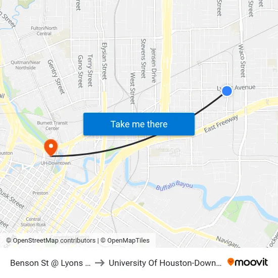Benson St @ Lyons Ave to University Of Houston-Downtown map