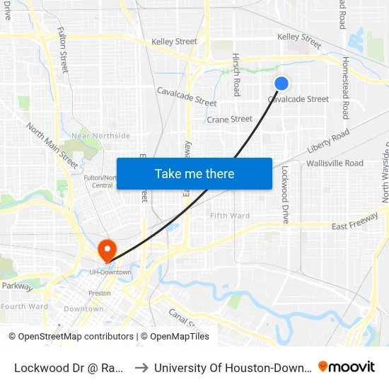 Lockwood Dr @ Rand St to University Of Houston-Downtown map