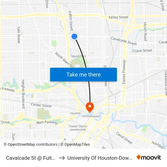 Cavalcade St @ Fulton St to University Of Houston-Downtown map