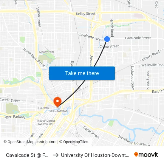 Cavalcade St @ Falls to University Of Houston-Downtown map