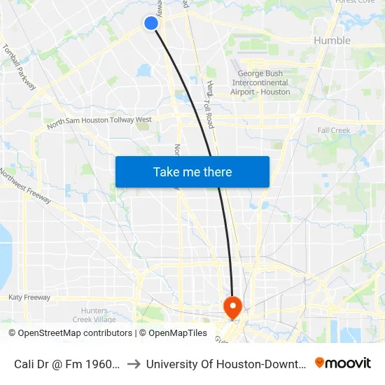 Cali Dr @ Fm 1960 Rd to University Of Houston-Downtown map
