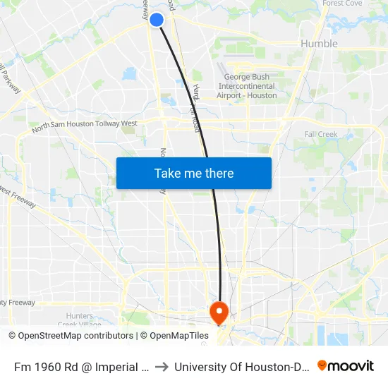 Fm 1960 Rd @ Imperial Valley Dr to University Of Houston-Downtown map