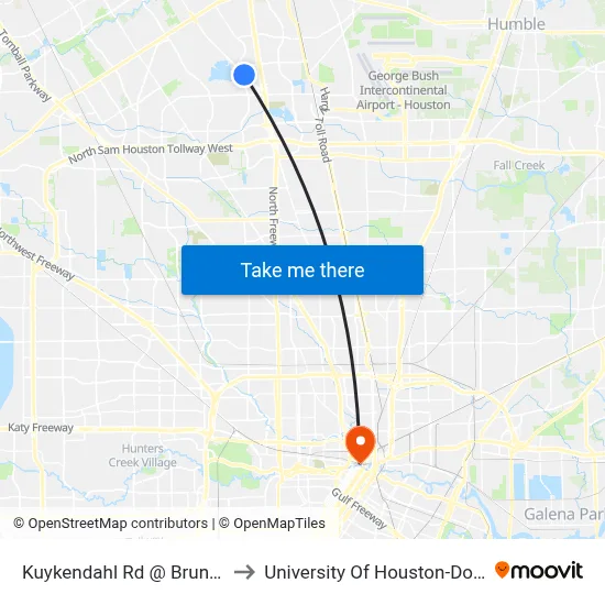 Kuykendahl Rd @ Brundage Dr to University Of Houston-Downtown map
