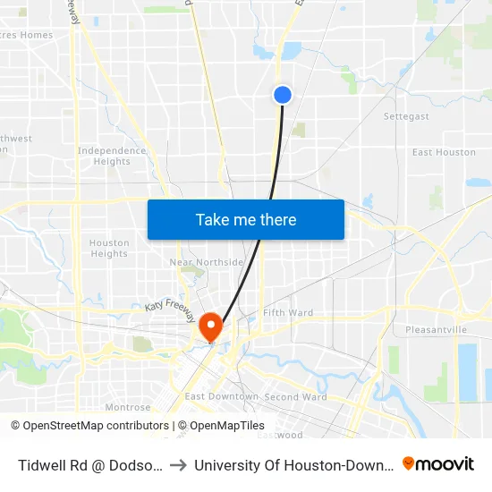 Tidwell Rd @ Dodson St to University Of Houston-Downtown map