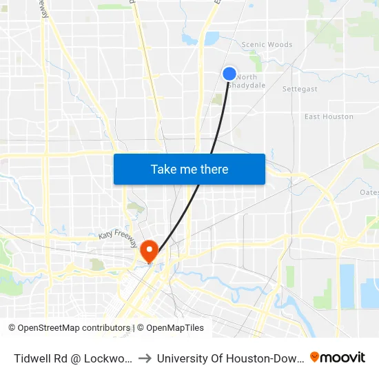 Tidwell Rd @ Lockwood Dr to University Of Houston-Downtown map
