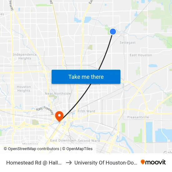 Homestead Rd @ Hallshire Dr to University Of Houston-Downtown map
