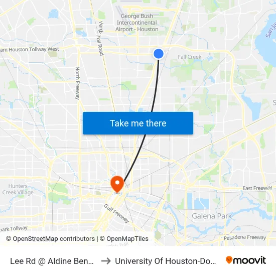 Lee Rd @ Aldine Bender Rd to University Of Houston-Downtown map