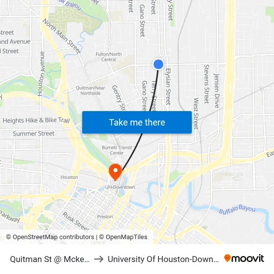 Quitman St @ Mckee St to University Of Houston-Downtown map