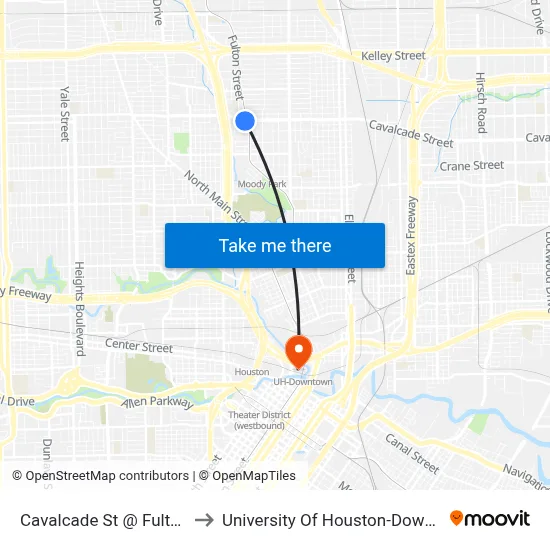Cavalcade St @ Fulton St to University Of Houston-Downtown map