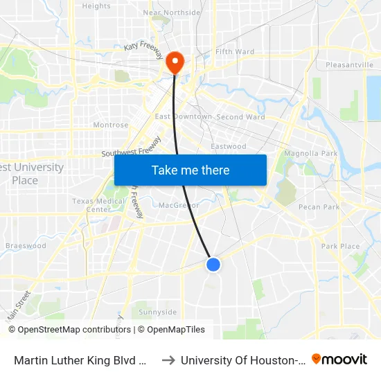 Martin Luther King Blvd @ Malmedy R to University Of Houston-Downtown map