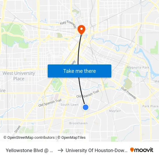 Yellowstone Blvd @ Foster to University Of Houston-Downtown map
