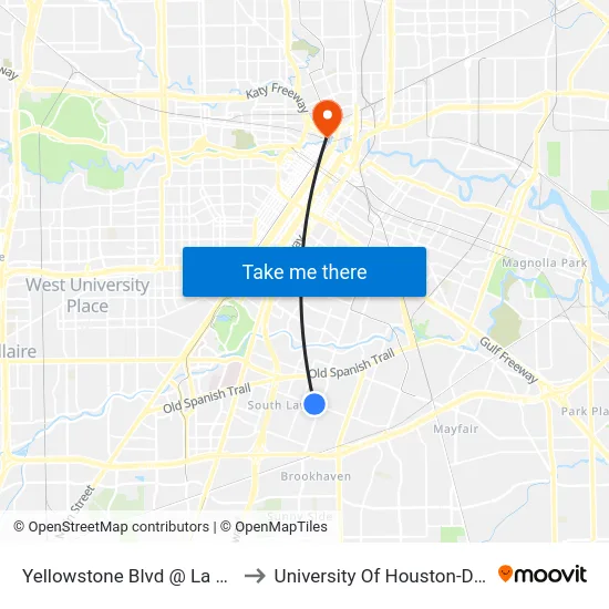Yellowstone Blvd @ La Salette St to University Of Houston-Downtown map