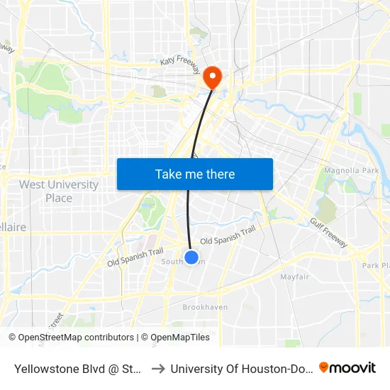 Yellowstone Blvd @ Stearns St to University Of Houston-Downtown map