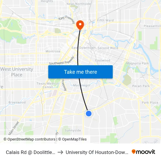 Calais Rd @ Doolittle Blvd to University Of Houston-Downtown map