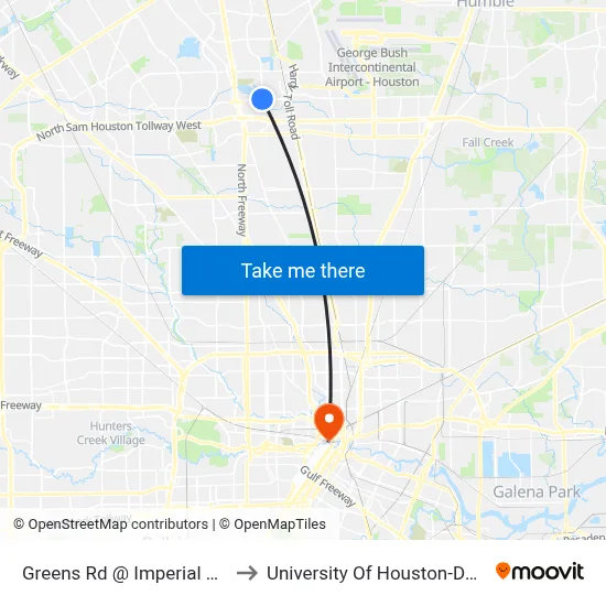 Greens Rd @ Imperial Valley Dr to University Of Houston-Downtown map