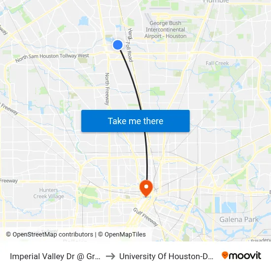 Imperial Valley Dr @ Greens Rd to University Of Houston-Downtown map