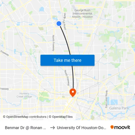 Benmar Dr @ Ronan Park Pl to University Of Houston-Downtown map