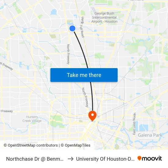 Northchase Dr @ Benmar Dr Mb2 to University Of Houston-Downtown map