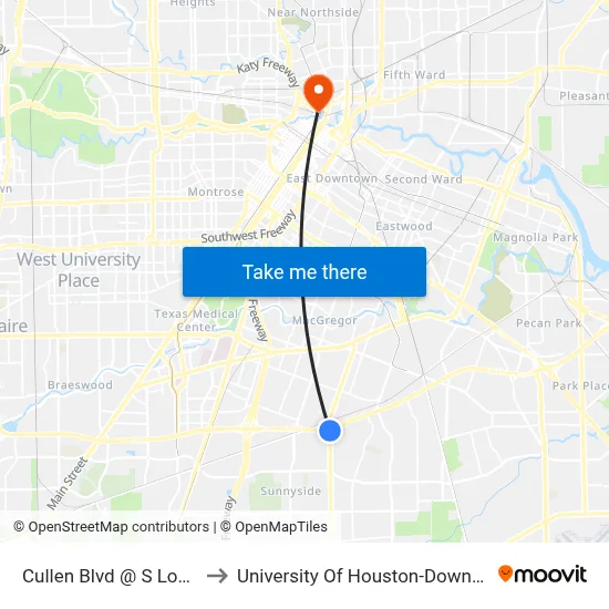Cullen Blvd @ S Loop E to University Of Houston-Downtown map