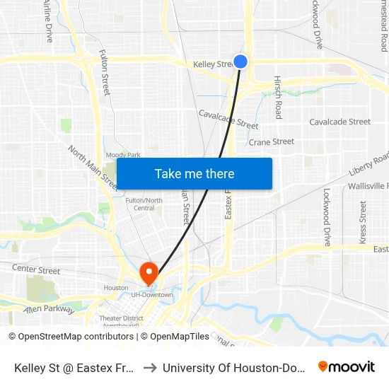 Kelley St @ Eastex Freeway to University Of Houston-Downtown map