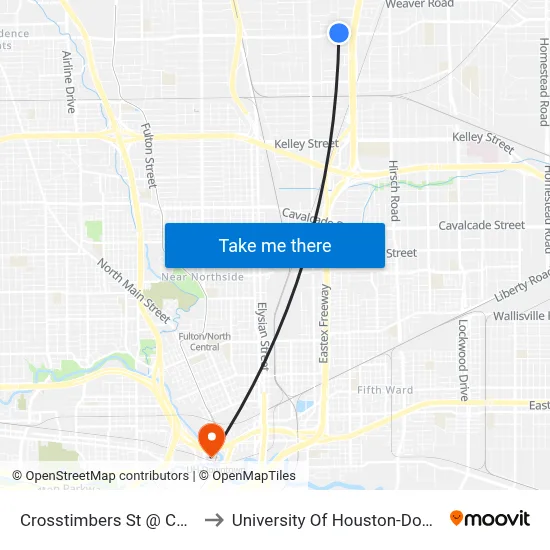 Crosstimbers St @ Curry Rd to University Of Houston-Downtown map