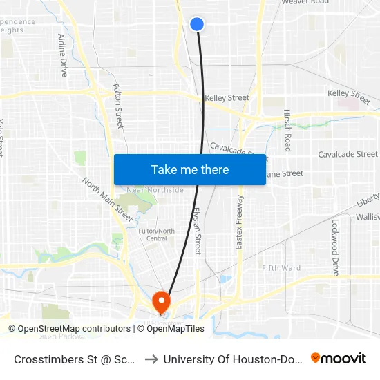 Crosstimbers St @ Schneider to University Of Houston-Downtown map