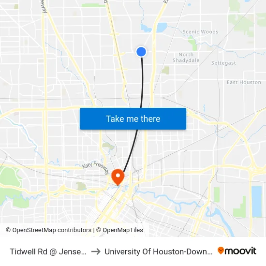 Tidwell Rd @ Jensen Dr to University Of Houston-Downtown map