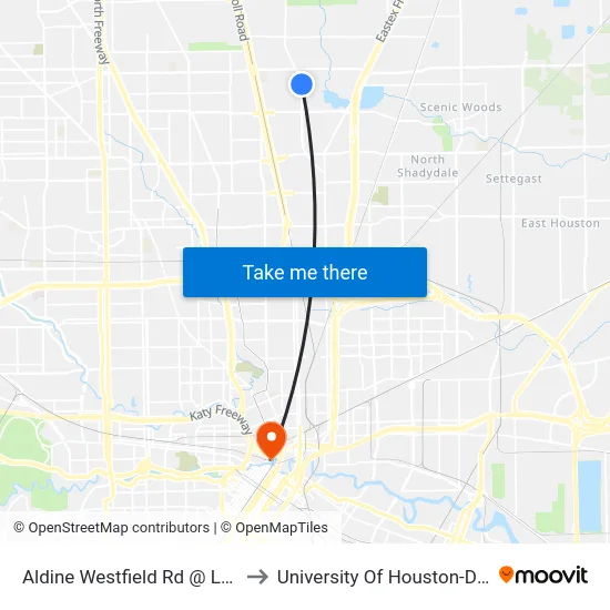Aldine Westfield Rd @ Langley Rd to University Of Houston-Downtown map