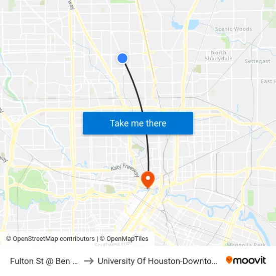 Fulton St @ Ben Dr to University Of Houston-Downtown map