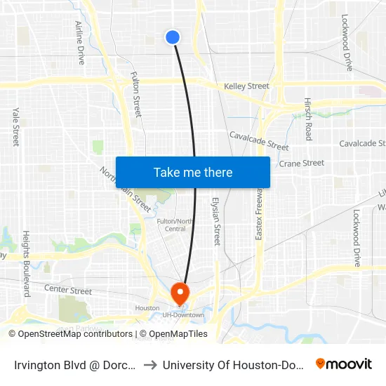 Irvington Blvd @ Dorchester to University Of Houston-Downtown map