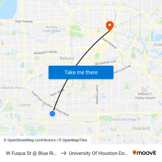 W Fuqua St @ Blue Ridge Rd to University Of Houston-Downtown map