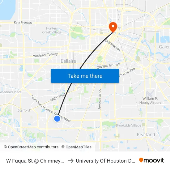 W Fuqua St @ Chimney Rock Rd to University Of Houston-Downtown map