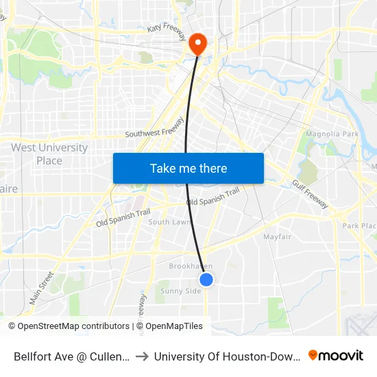 Bellfort Ave @ Cullen Blvd to University Of Houston-Downtown map
