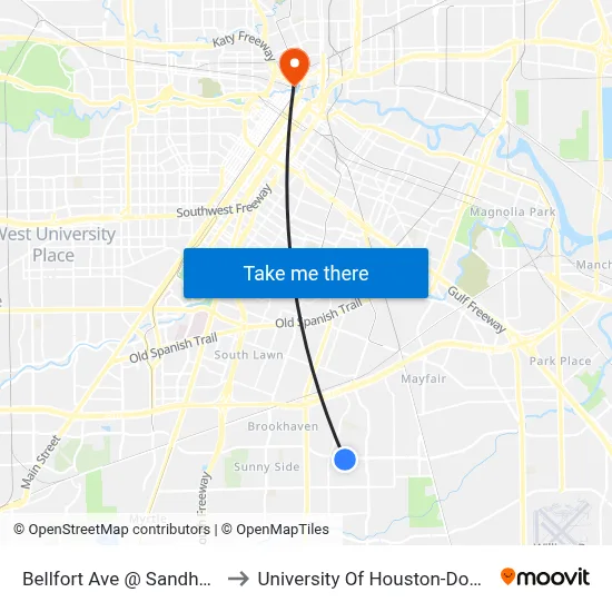 Bellfort Ave @ Sandhurst Dr to University Of Houston-Downtown map