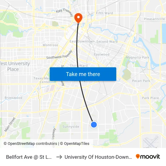 Bellfort Ave @ St Lo Rd to University Of Houston-Downtown map