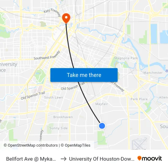 Bellfort Ave @ Mykawa Rd to University Of Houston-Downtown map