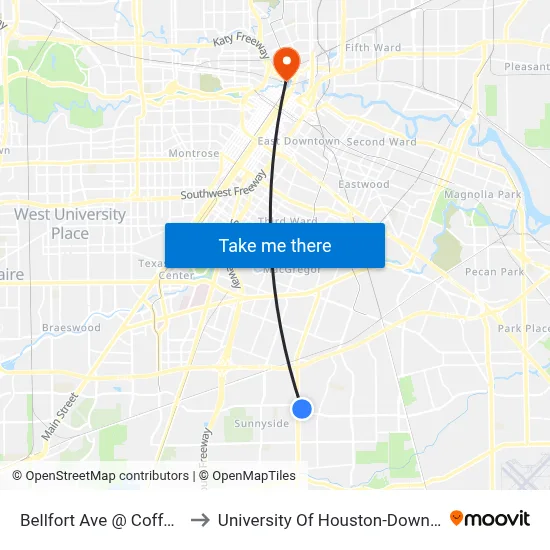 Bellfort Ave @ Coffee St to University Of Houston-Downtown map