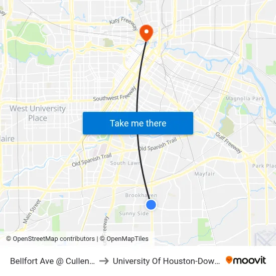 Bellfort Ave @ Cullen Blvd to University Of Houston-Downtown map