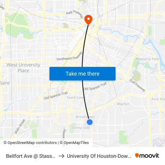 Bellfort Ave @ Stassen St to University Of Houston-Downtown map