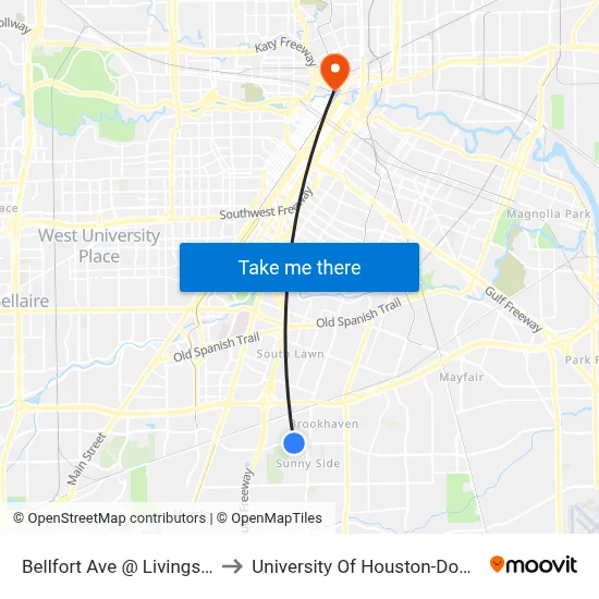 Bellfort Ave @ Livingston St to University Of Houston-Downtown map