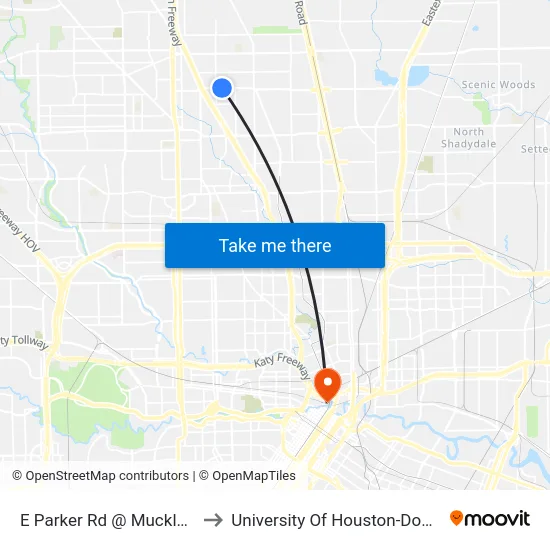 E Parker Rd @ Muckleroy St to University Of Houston-Downtown map