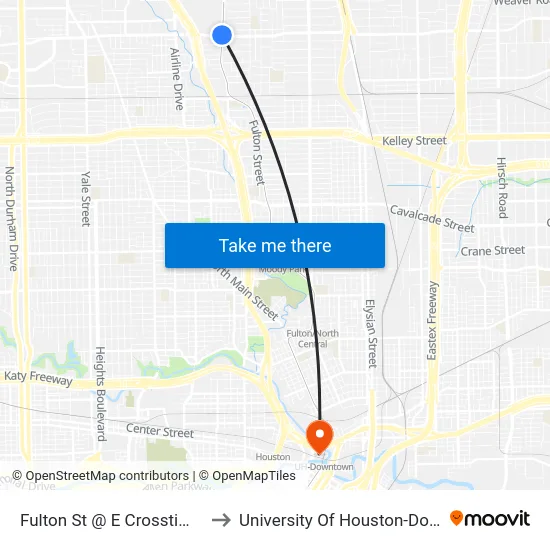Fulton St @ E Crosstimbers St to University Of Houston-Downtown map